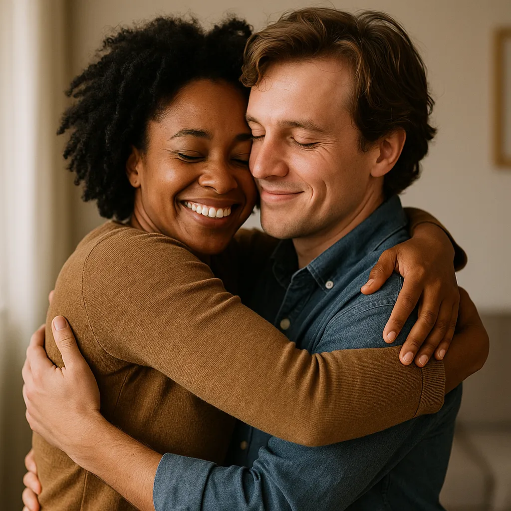 two people hugging