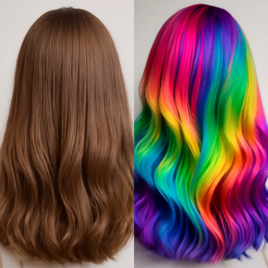 Rainbow hair color conversion example