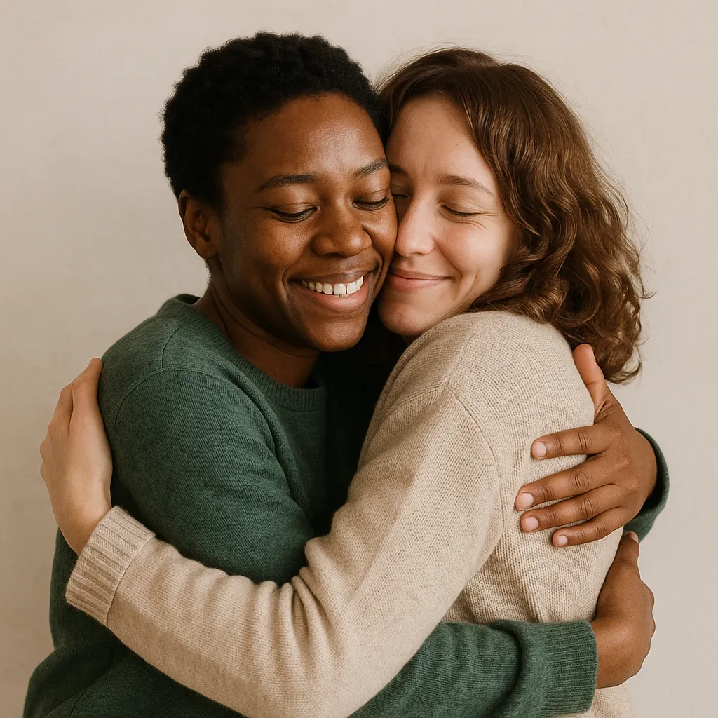 Two people hugging