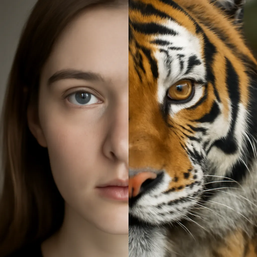 Tiger face morph transformation example