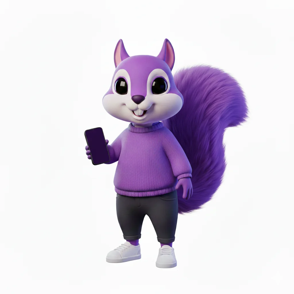 Antes: Mascota de ardilla en 3D