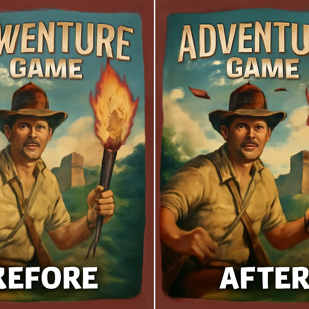 Professional board game box art generation example