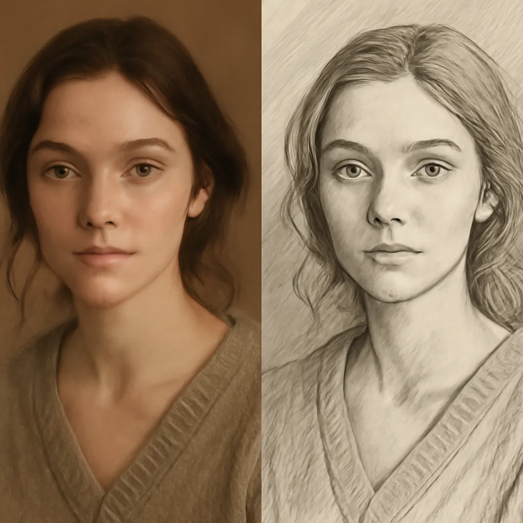 Sketch drawing style art conversion example