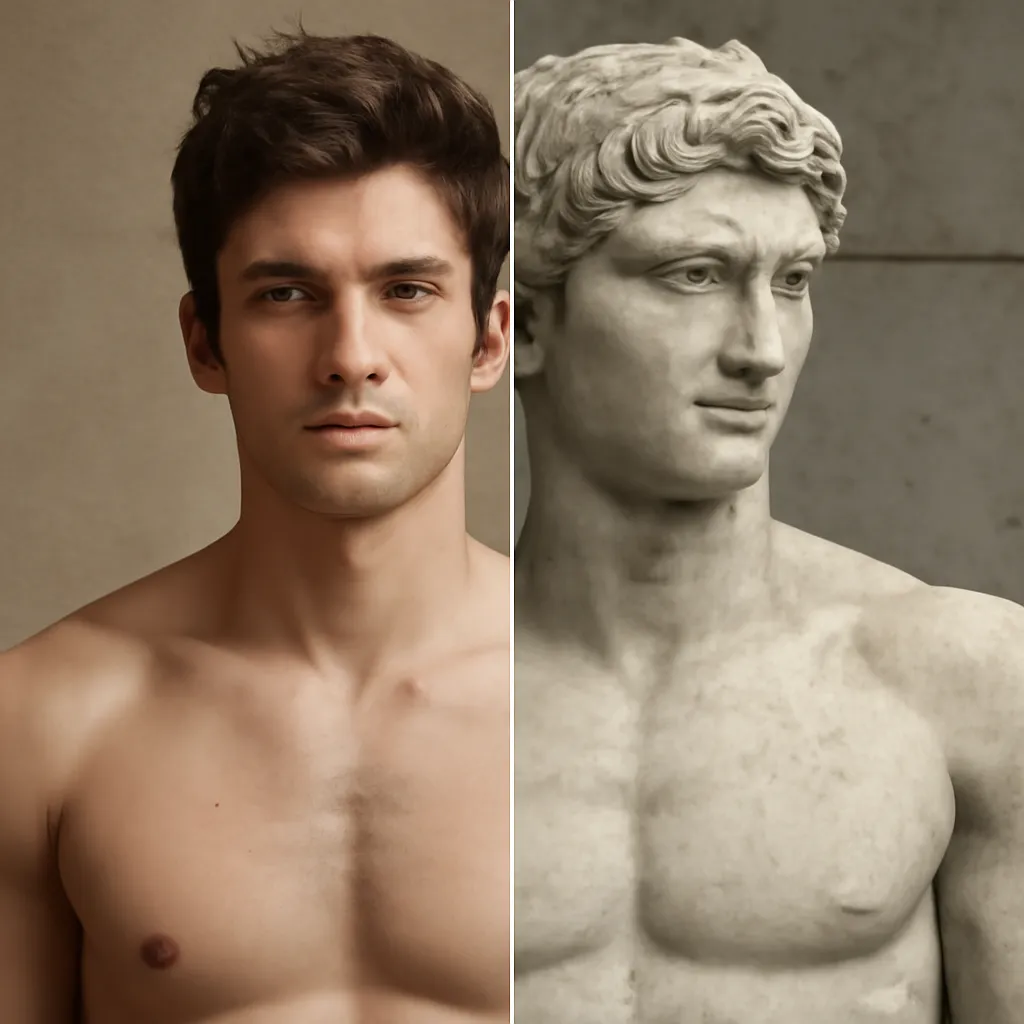 Ancient Greek statue style art conversion example