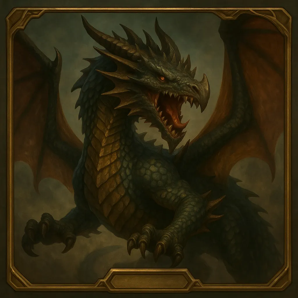 "Mythical dragon creature design for fantasy card game
