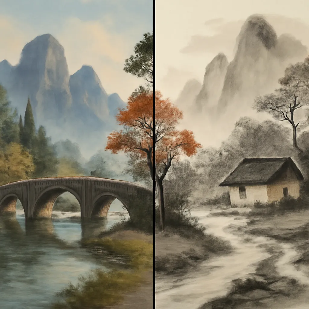 Ink Wash painting style art conversion example