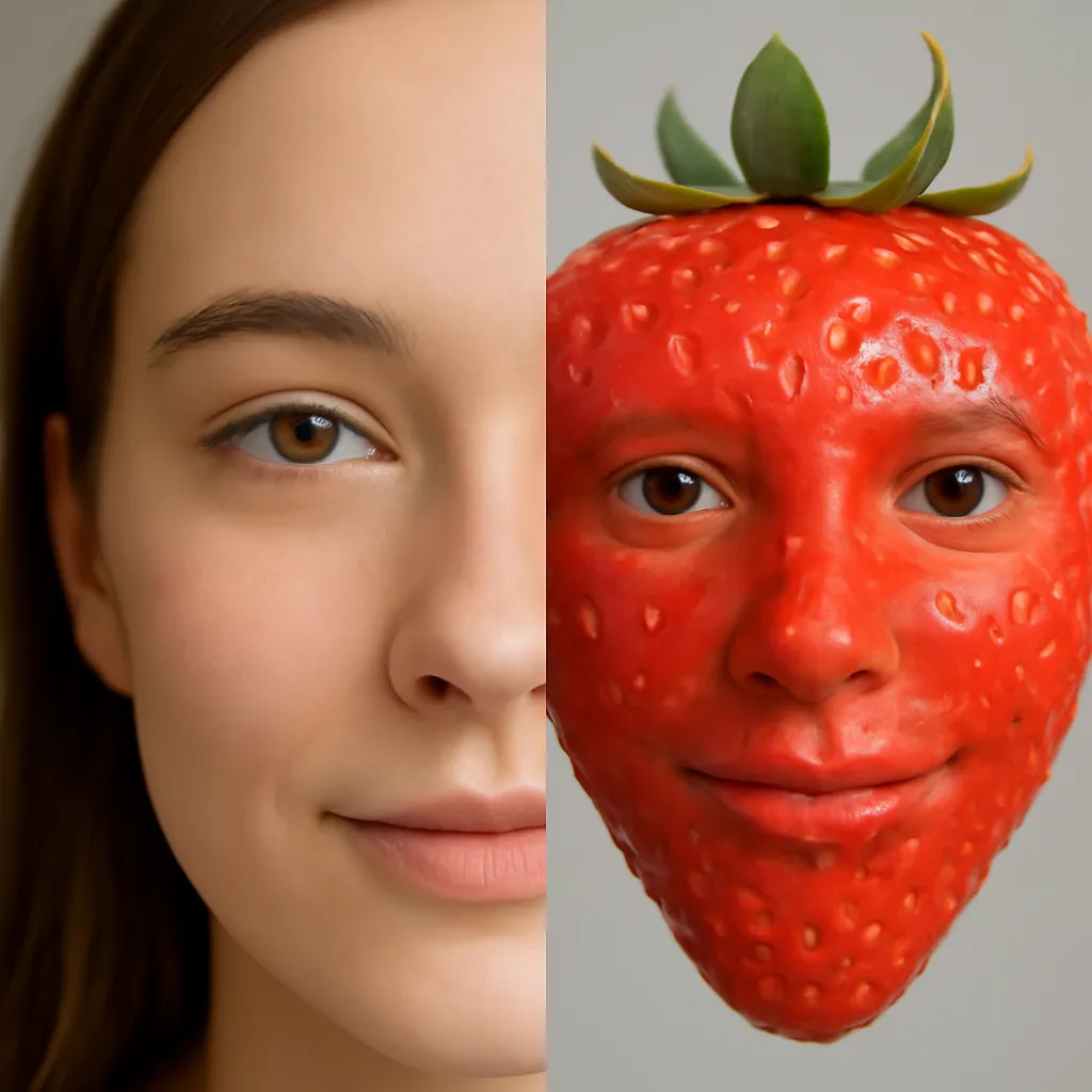 Face swap with strawberry features example