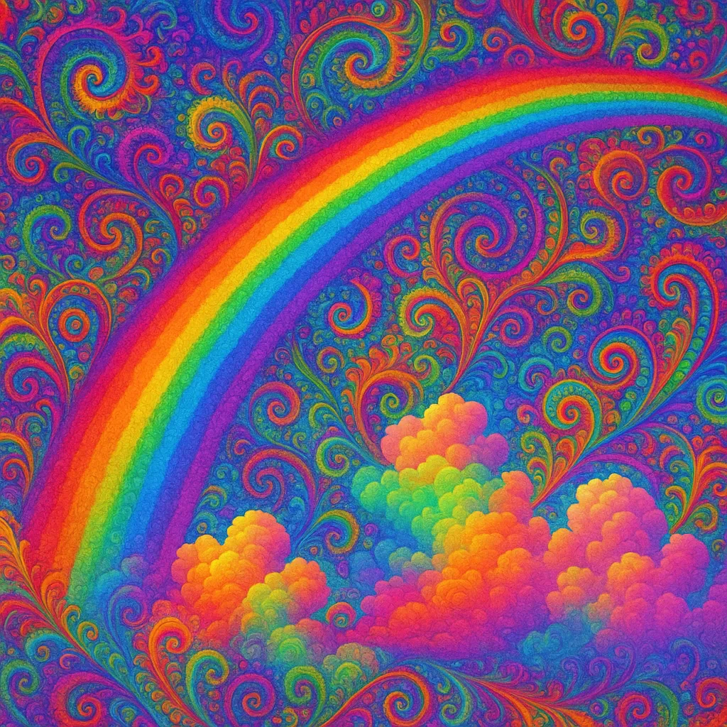 "Psychedelic rainbow fractal art