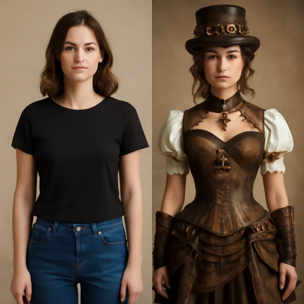 Steampunk Victorian style art conversion example