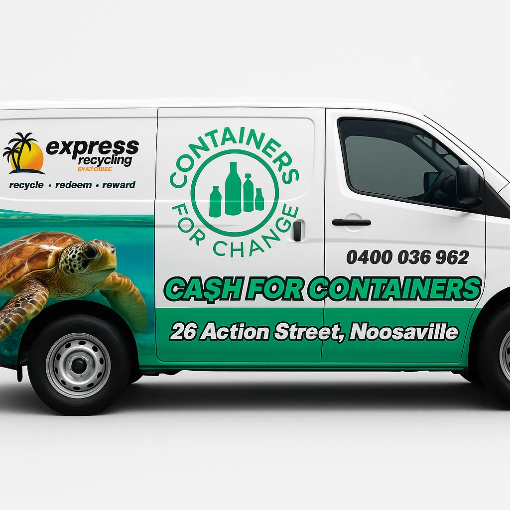 After: Recycling company van → refreshed brand wrap with logo and phone number
