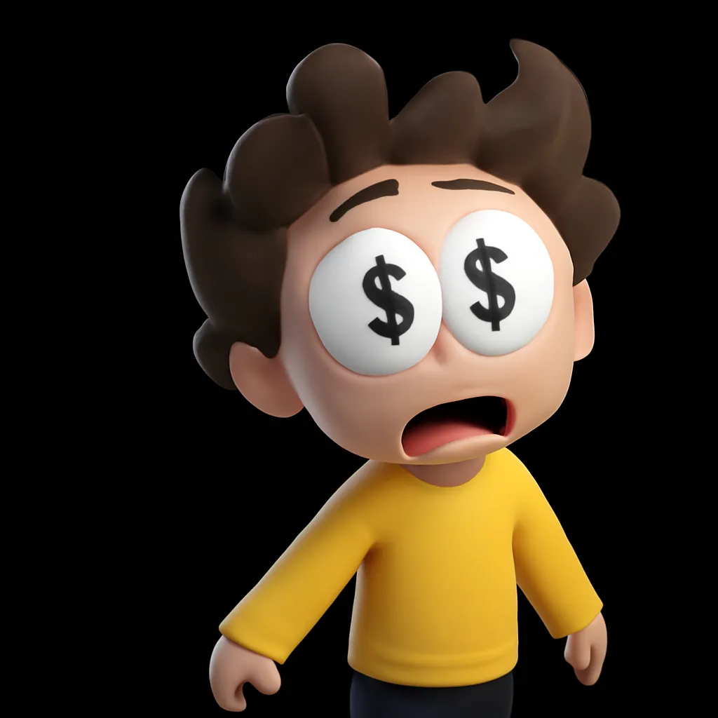 Después: Personaje de caricatura 2D plano → el mismo personaje como figura 3D estilo animación