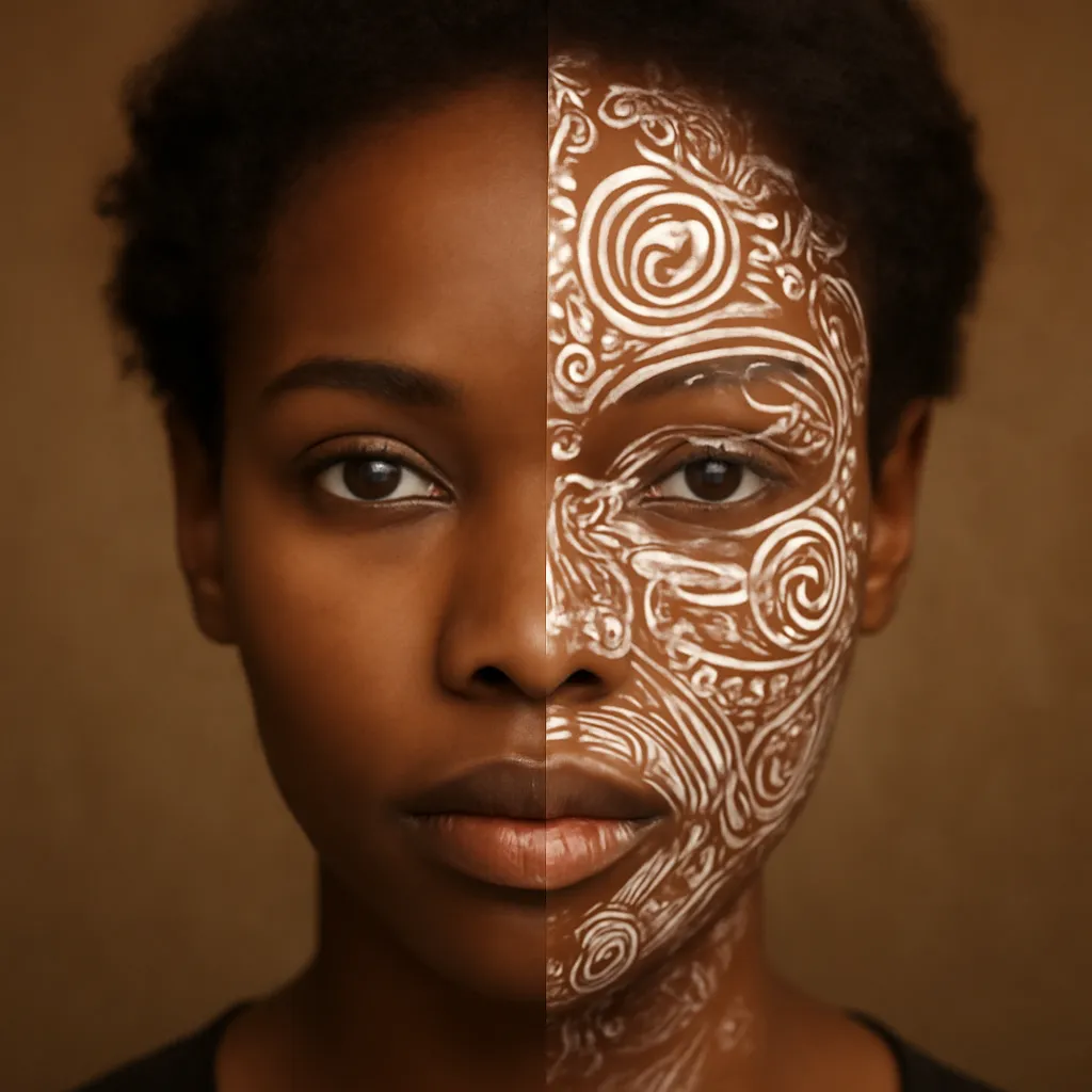 Tribal face paint style art conversion example
