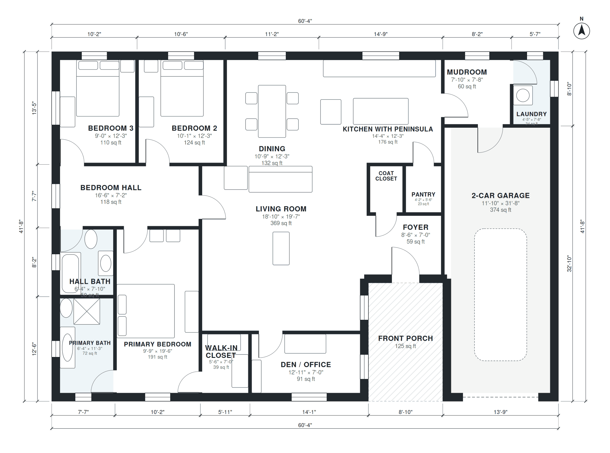 Grundriss 3 Schlafzimmer ca. 180 m², von KI aus einer Kurzbeschreibung gezeichnet, mit Raumnamen, Raumgrößen, Türen, Fenstern und Gesamtmaßen