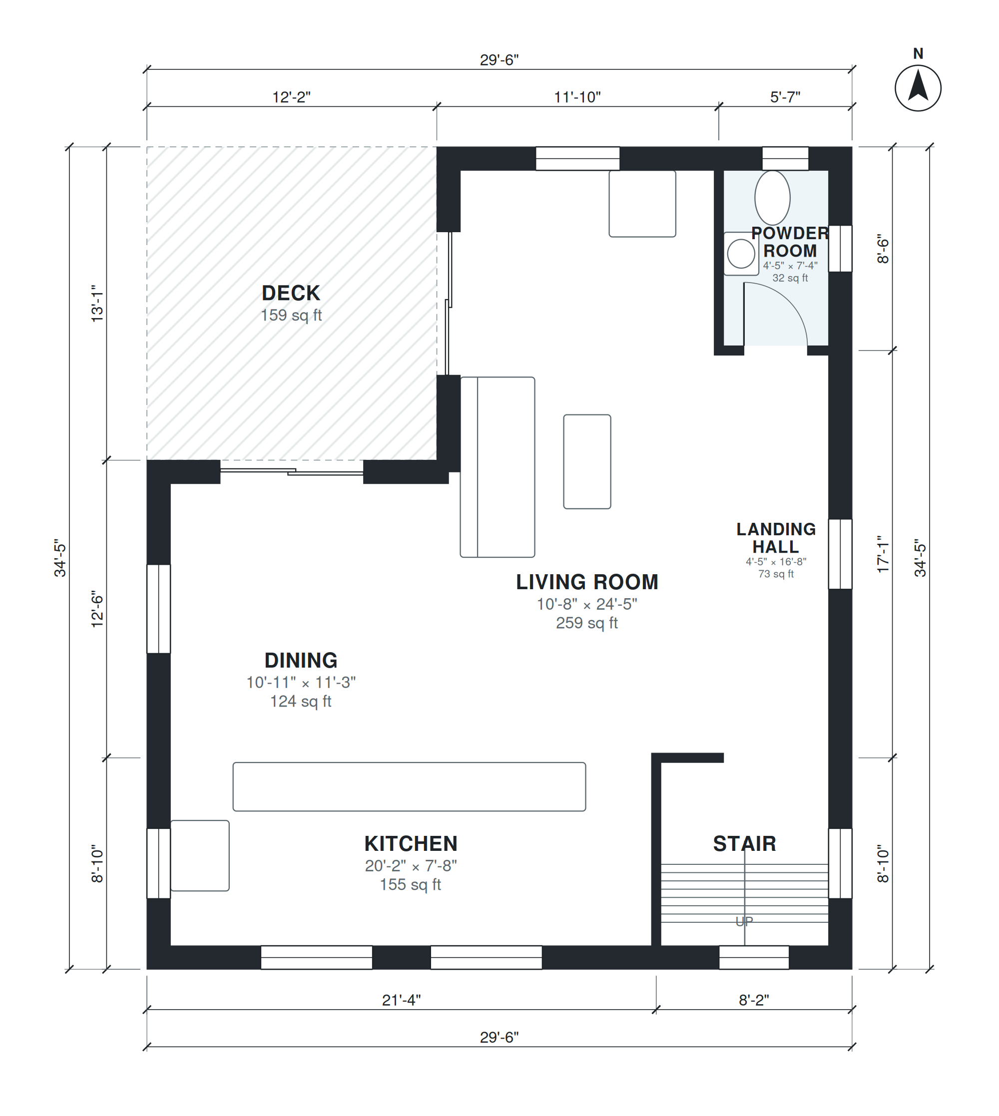 modern split level house plans — dimensioned floor plan, level 2