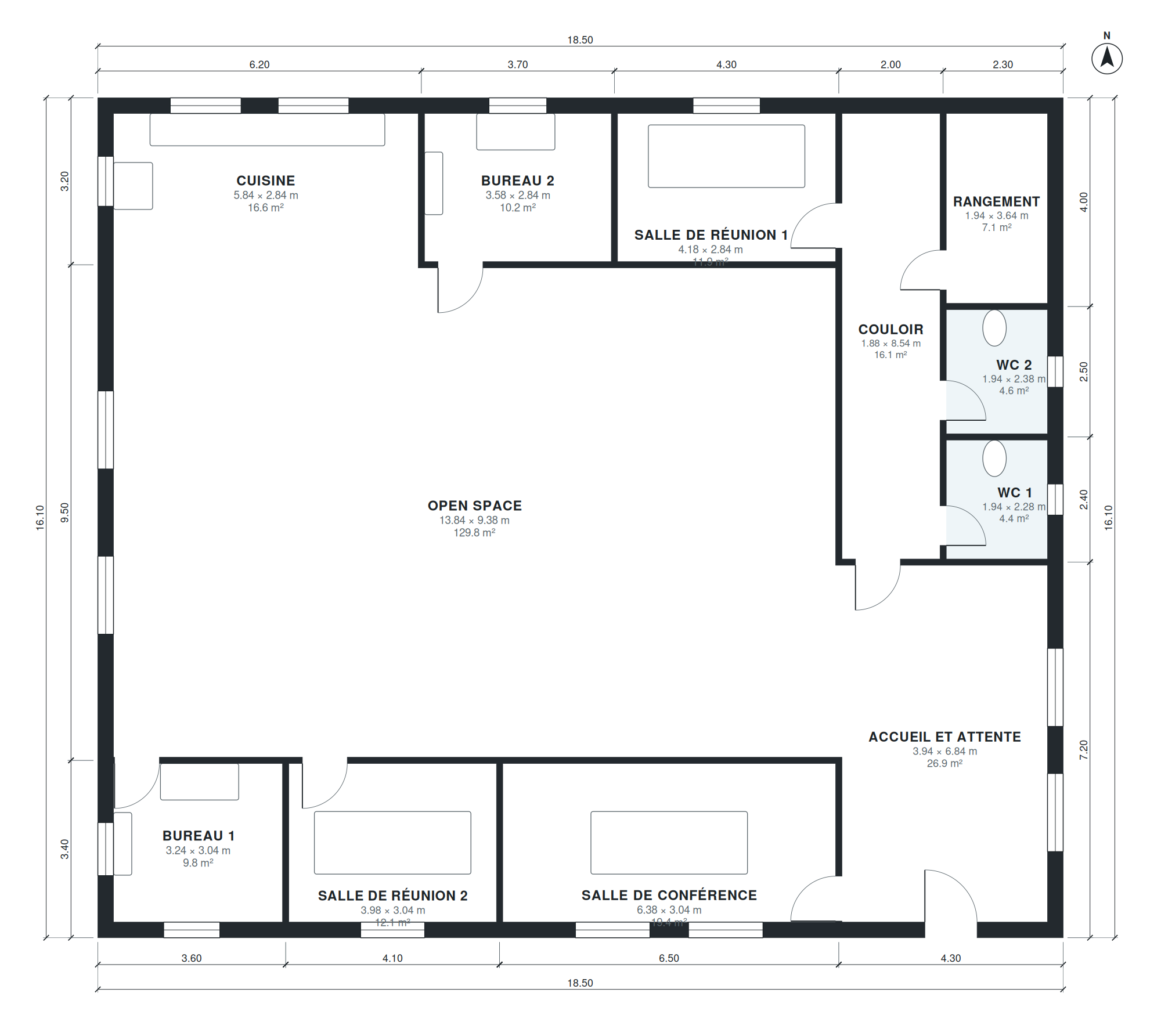 Plan petit bureau 298 m2