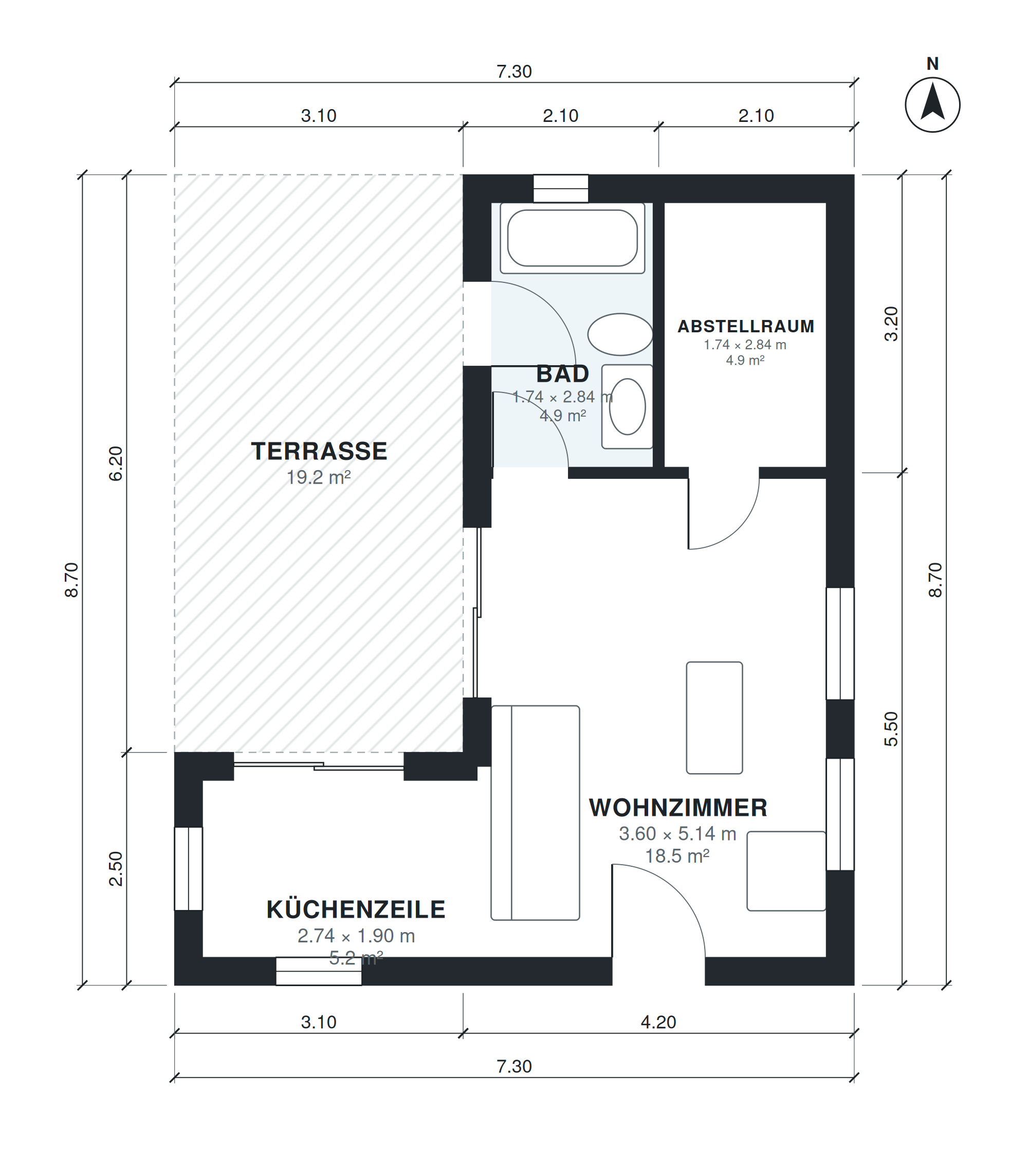 Grundriss Poolhaus 44 m²