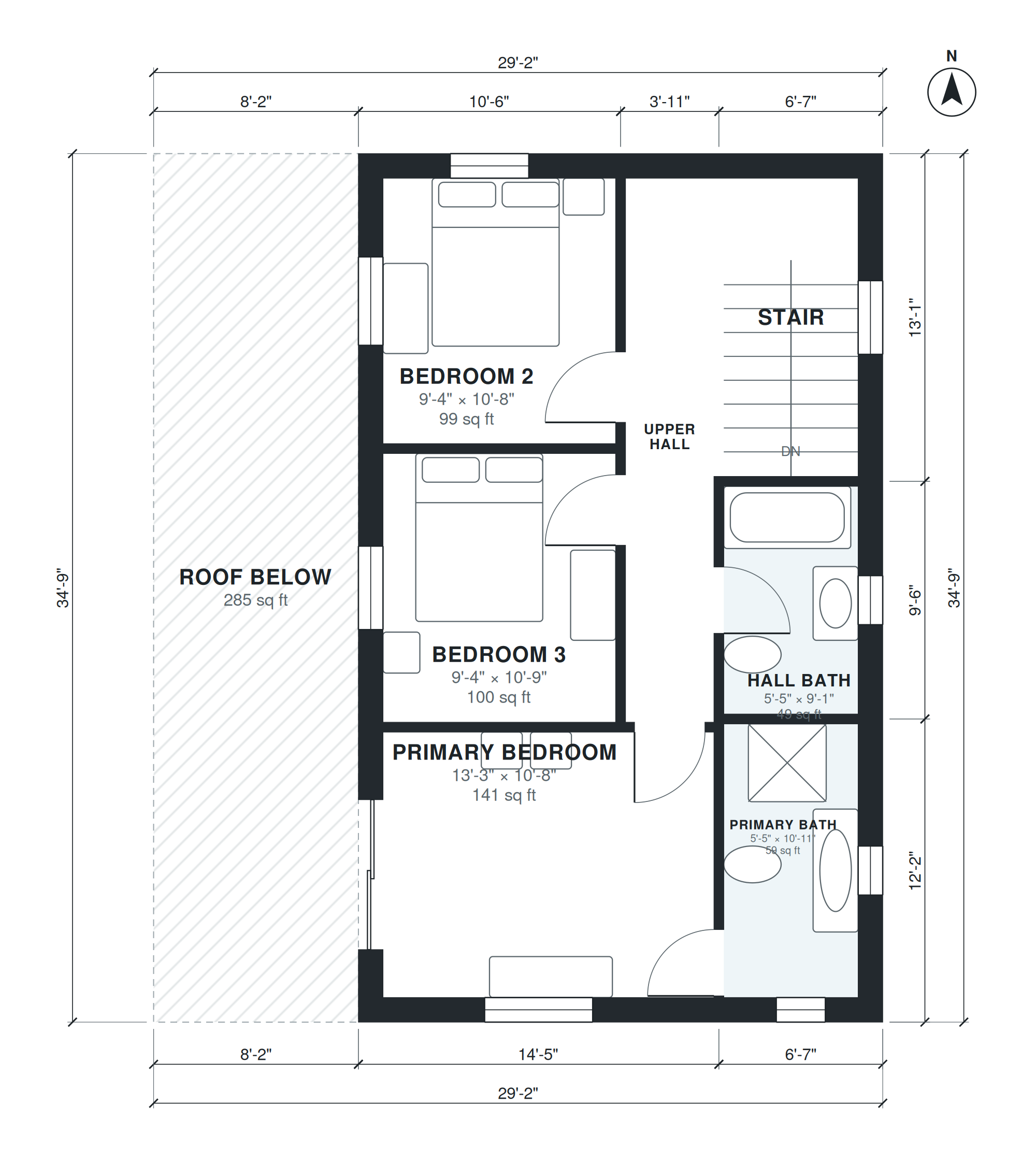 split level ranch house plans — dimensioned floor plan, level 3