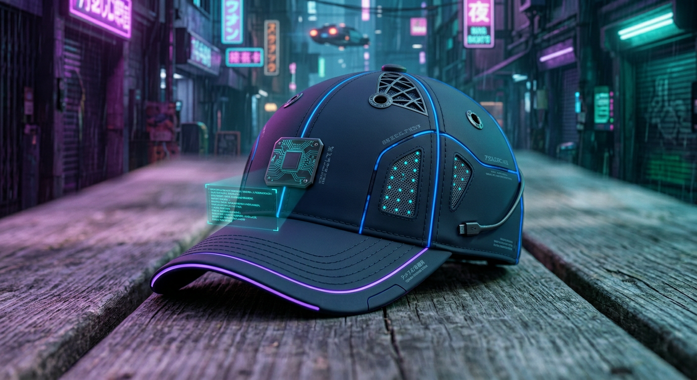 Highly detailed cyberpunk style hat generated by 4FashionAI