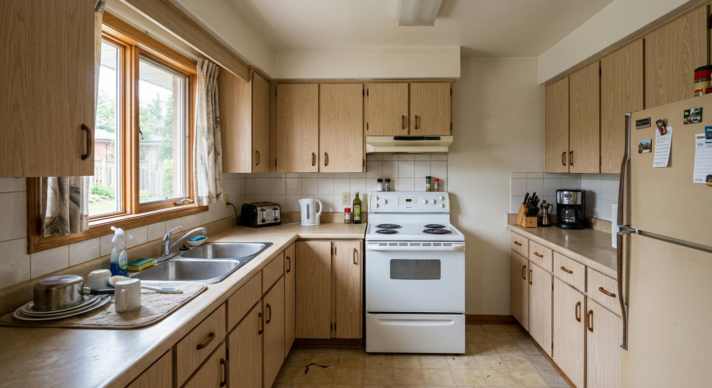 Standard kitchen layout before AI industrial redesign