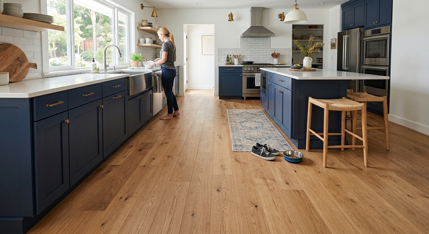 Original kitchen before flooring replacement