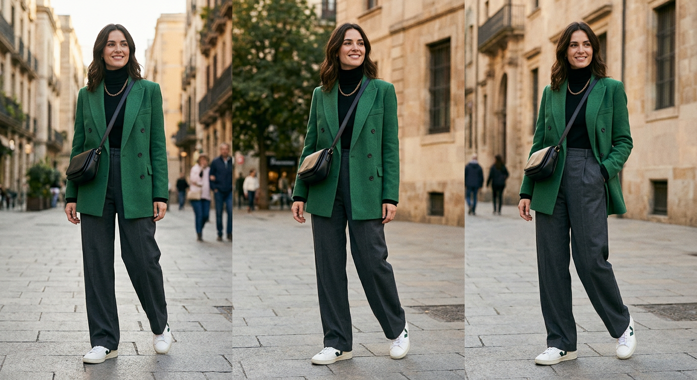 A basic static model pose wearing a fashion garment, representing the single photo input for 4fashionai.com