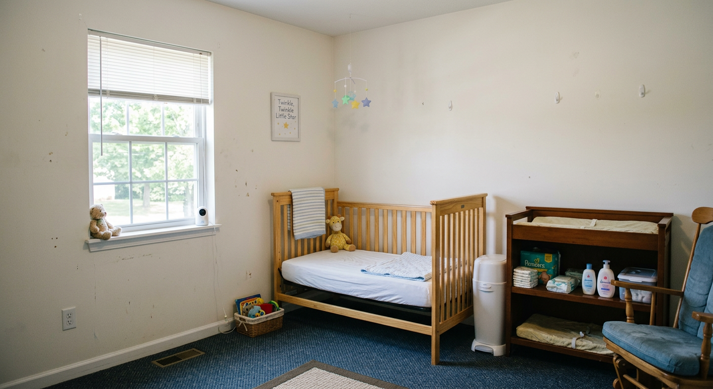 Empty standard room before nursery redesign