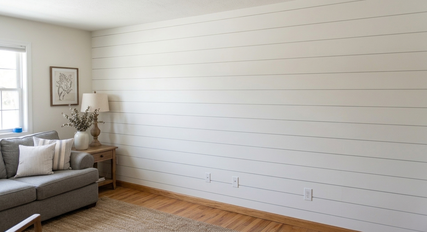 Beautiful farmhouse shiplap wall generated by AI-Architectures visualizer