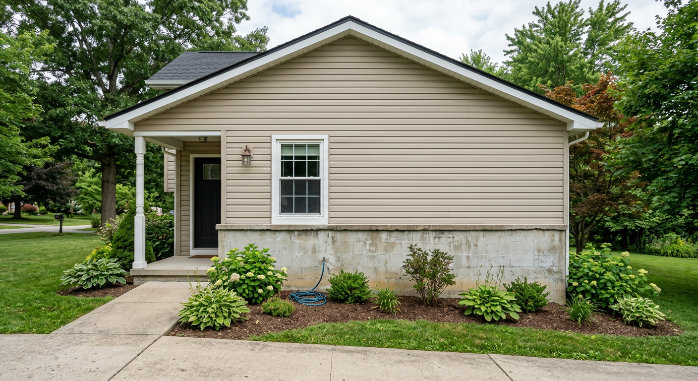 Original home exterior lacking character before stone veneer application