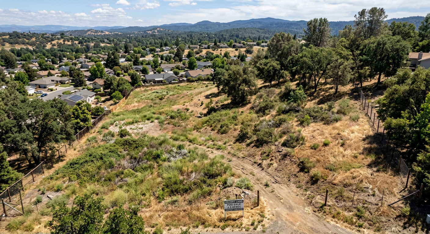 Empty dirt lot with trees in the background, representing vacant real estate land before AI visualization