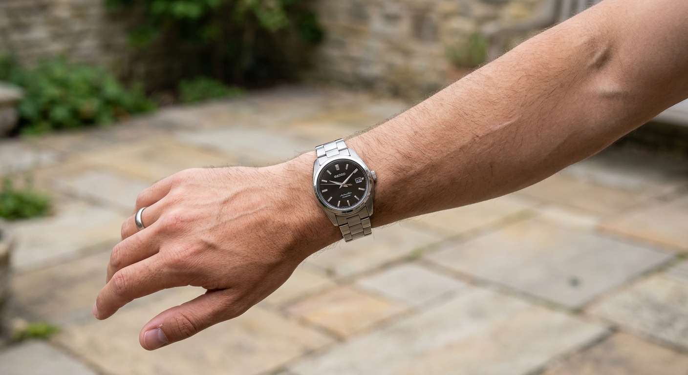 Bare wrist before virtual bracelet stacking via 4fashionai