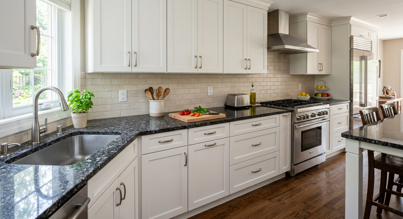Standard kitchen layout before countertop replacement