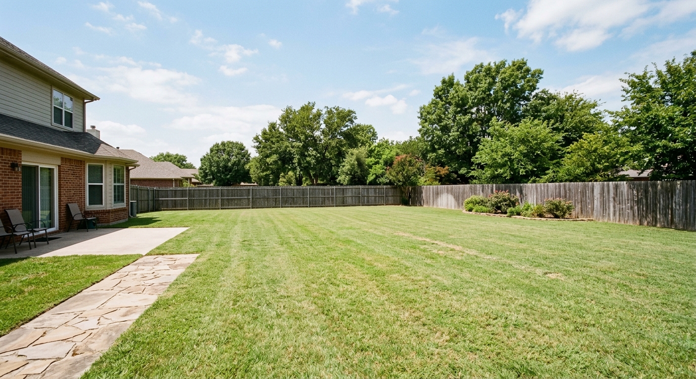 Empty backyard before virtual pool addition