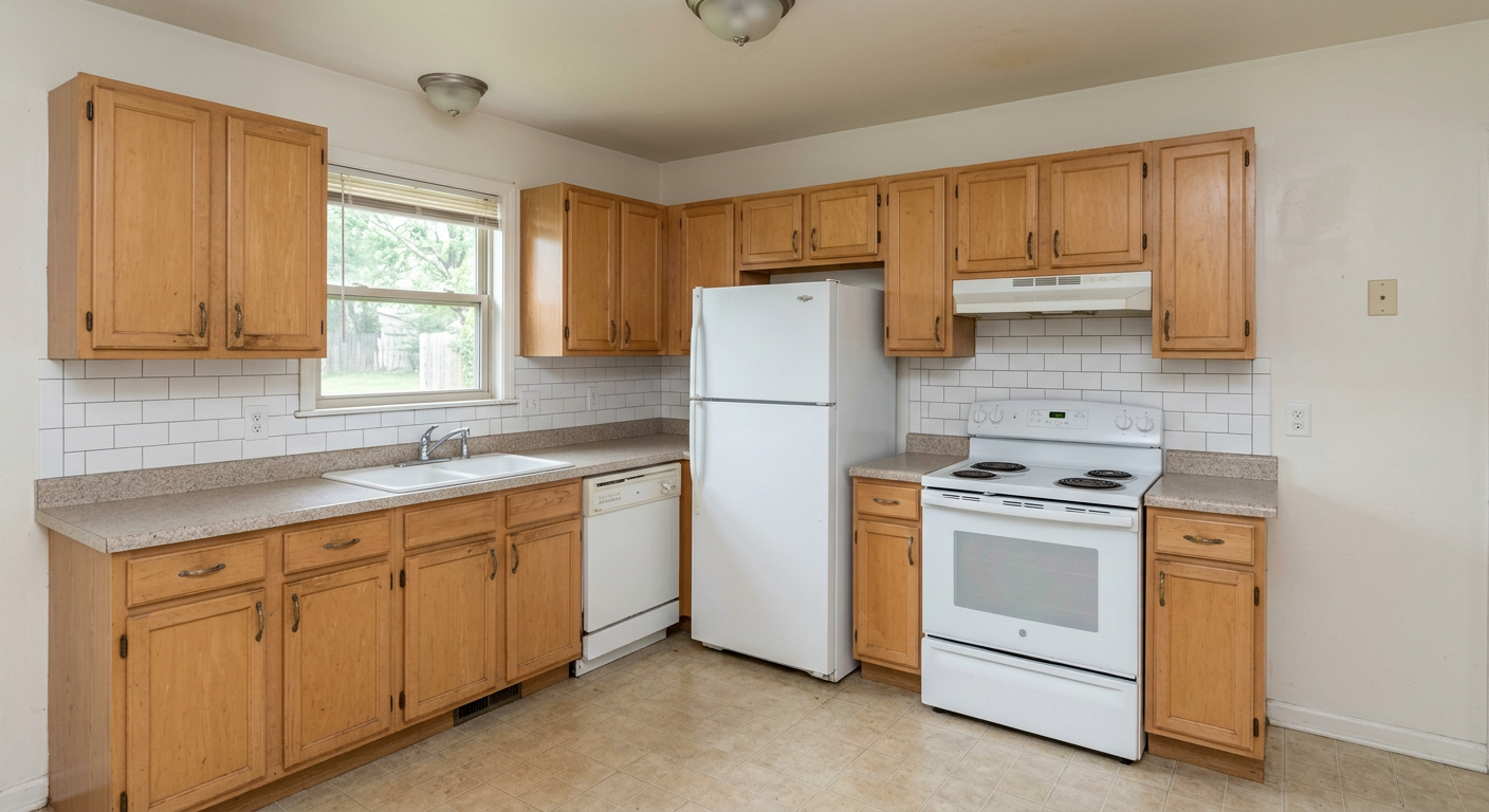 Empty unstyled kitchen before Nano Banana Image AI virtual staging