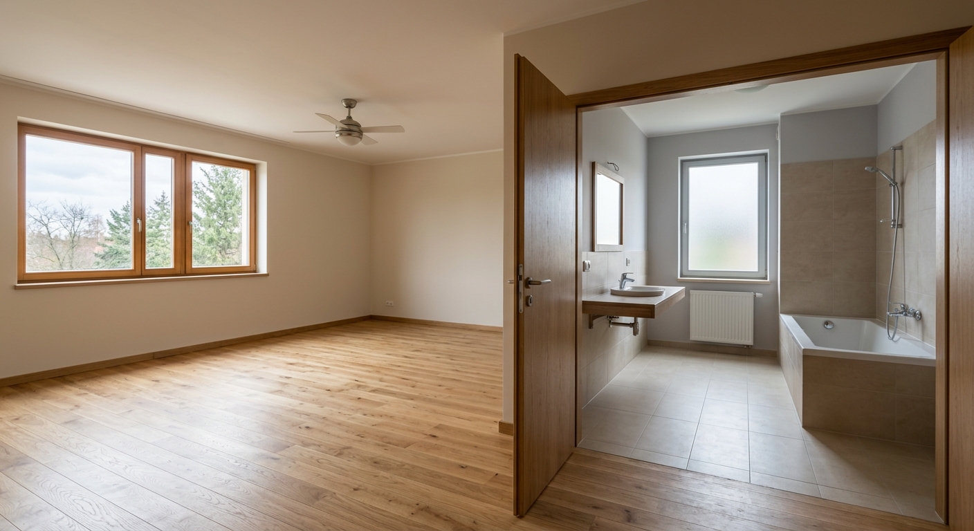 Empty master suite before virtual staging