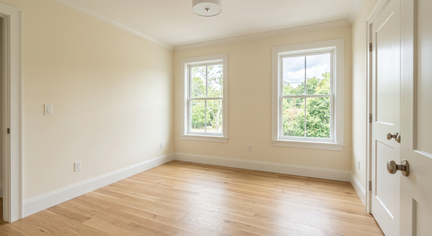 An empty, unstaged room with bare walls and floors before AI virtual staging by Nano Banana Image AI