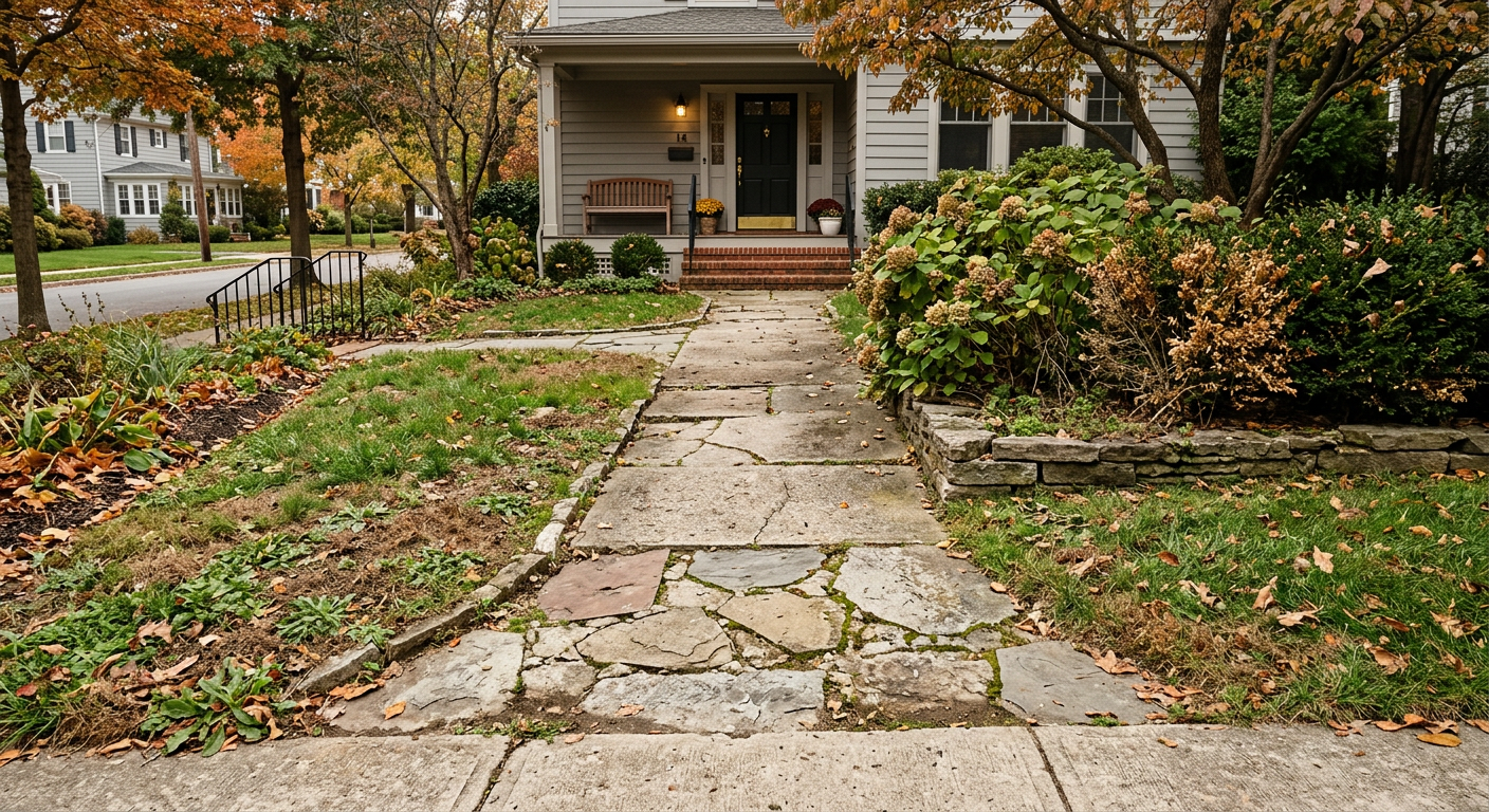 Original front yard walkway before renovation