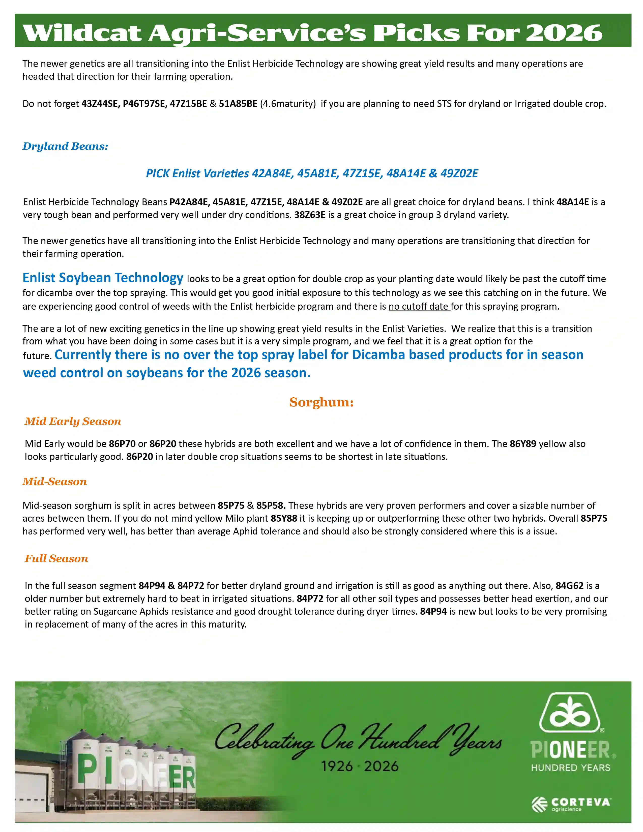 Wildcat Picks 2026 2