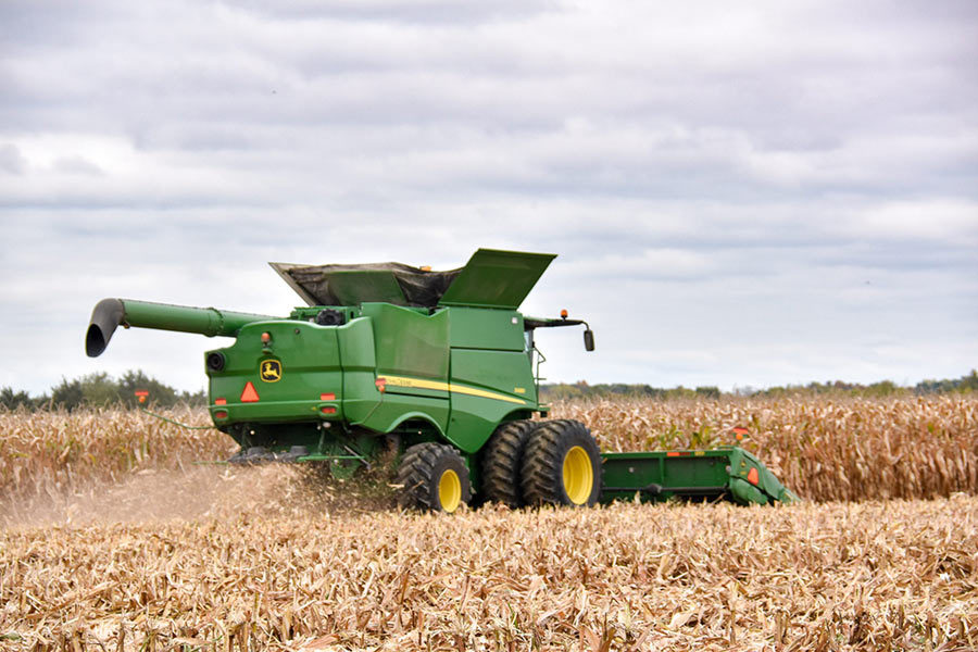 DSC 0889 Rearview Combine Harvesting Corn