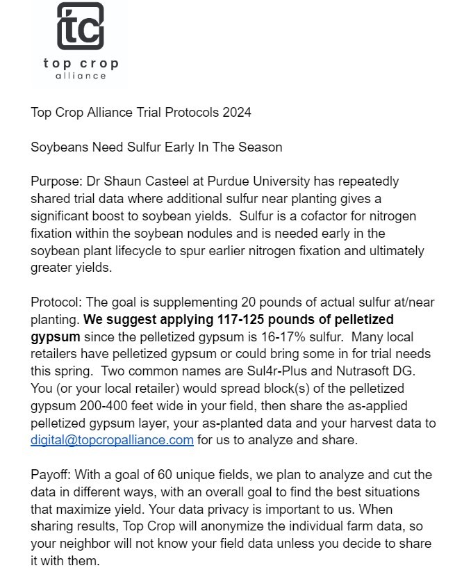 Top Crop Soybean Trial
