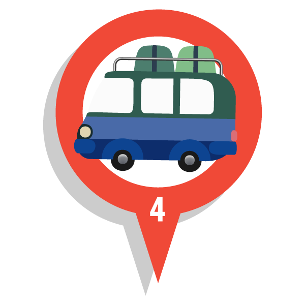 Icon of a pin with a van and the number 4