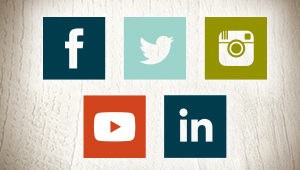 Facebook, Twitter, Instagram, YouTube, LinkedIn graphic icons