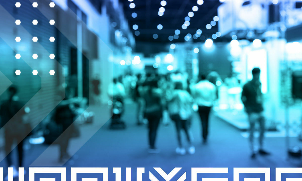 blurred image of a people at a trade show