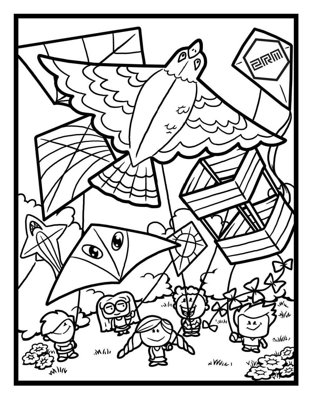 Two Rivers Kites Coloring Page