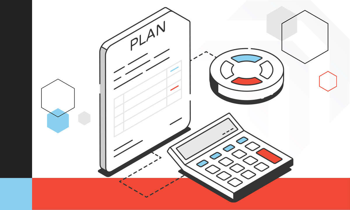Graphic of a calculator and a piece of paper that says "Plan"