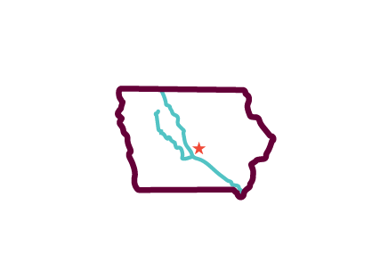 Icon of Iowa and their two main rivers