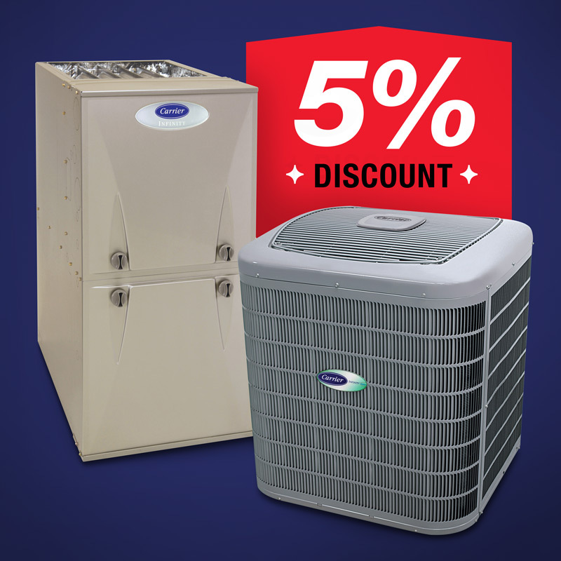 5% discount Carrier heating and cooling system