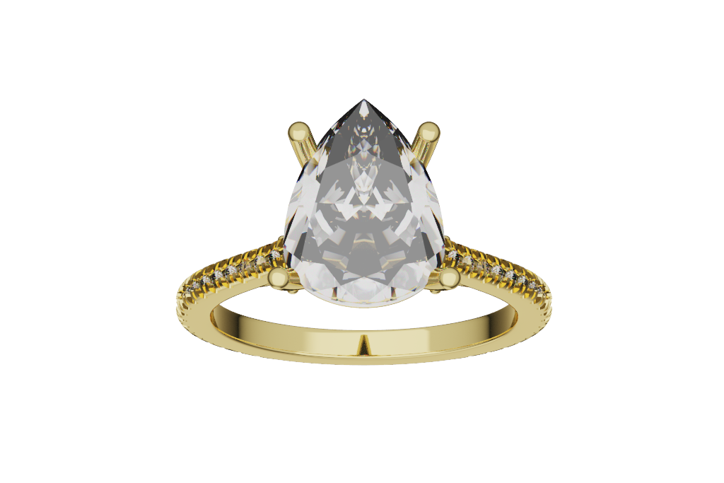 Pear Hidden Halo Solitaire Engagement Ring