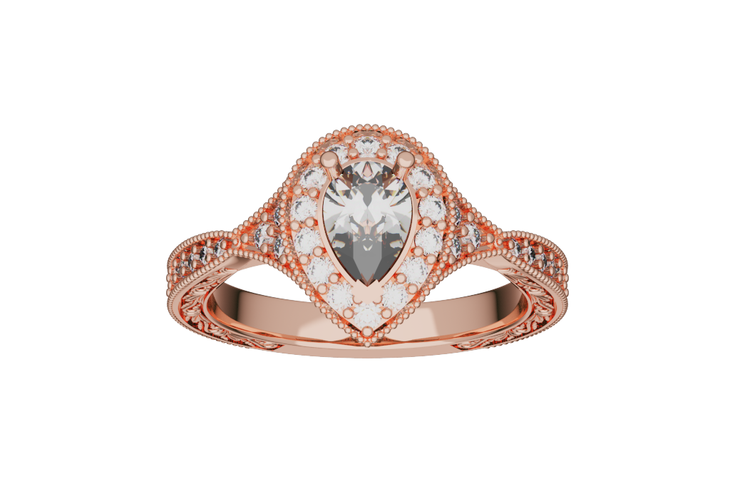 Pear Halo Vintage Engagement Ring