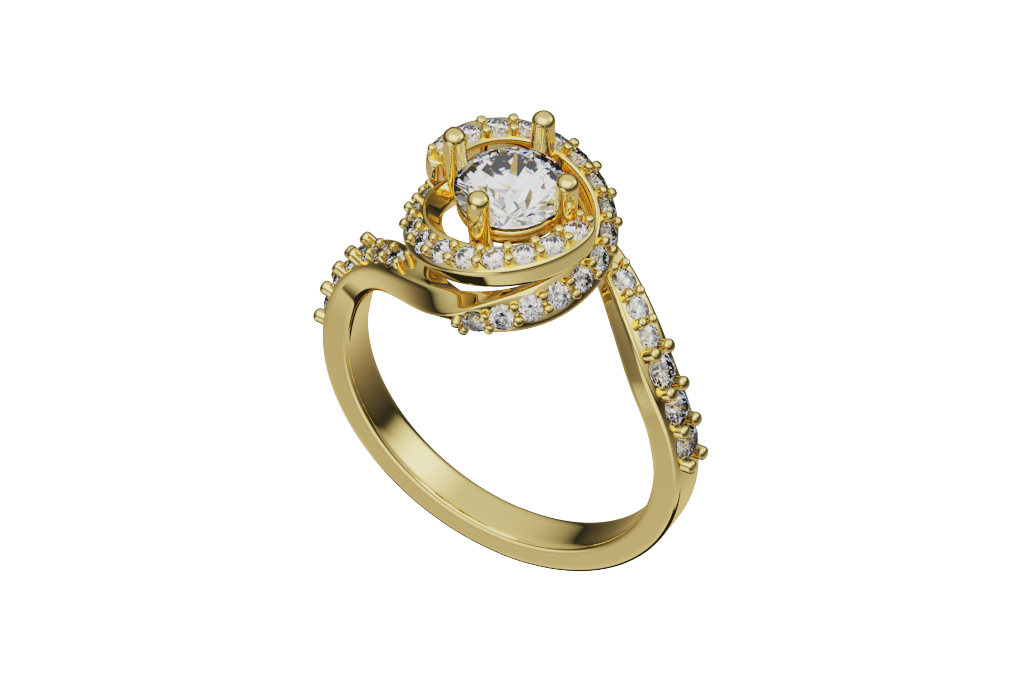 Round Double Halo Engagement Ring