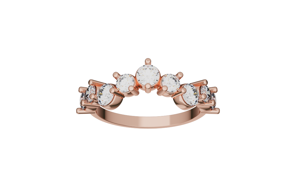 Round Contour Shared-Prong Slim Band